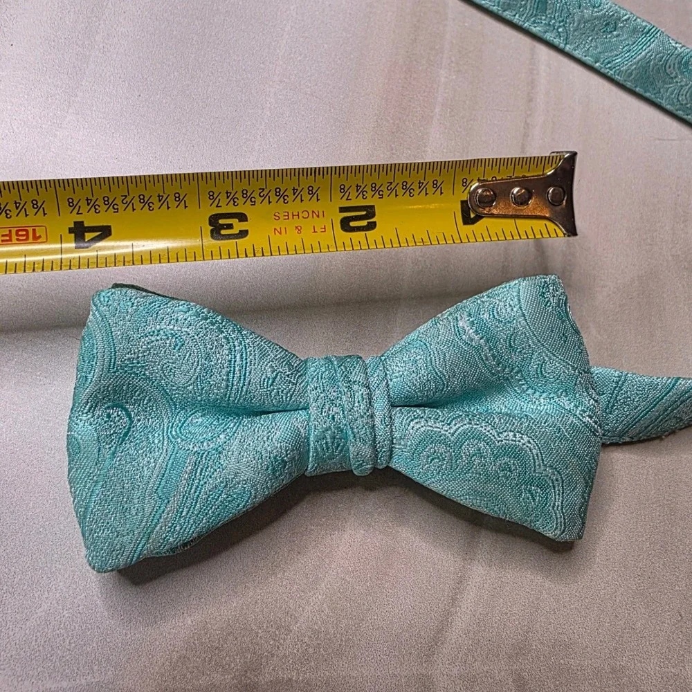 Mens‎ Aqua Blue Paisley Bow Tie Adjustable Pre-Tied Formal Wedding Turquoise D1